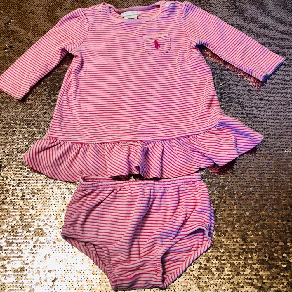 🦋Infant striped ruffle top/bloomers for girl🦋